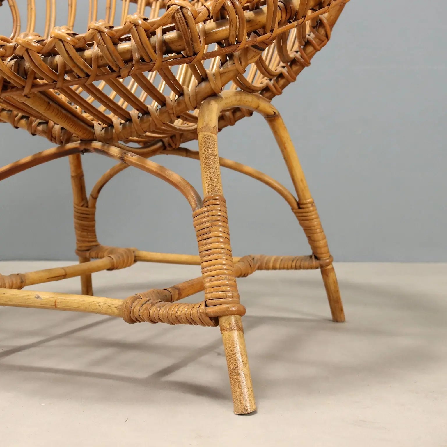Vintage Armchairs Woven Bamboo Design Italy 1960s