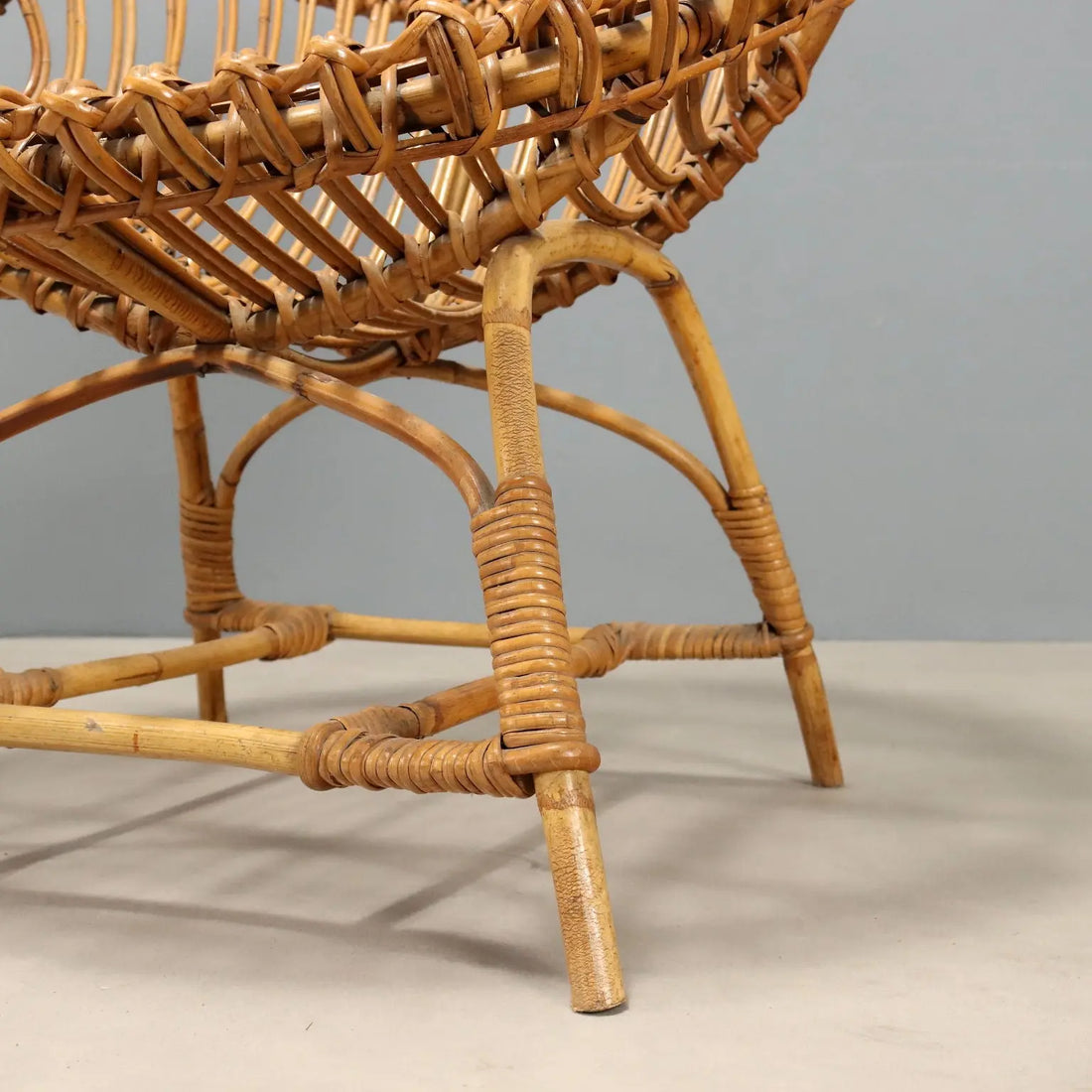 Vintage Armchairs Woven Bamboo Design Italy 1960s