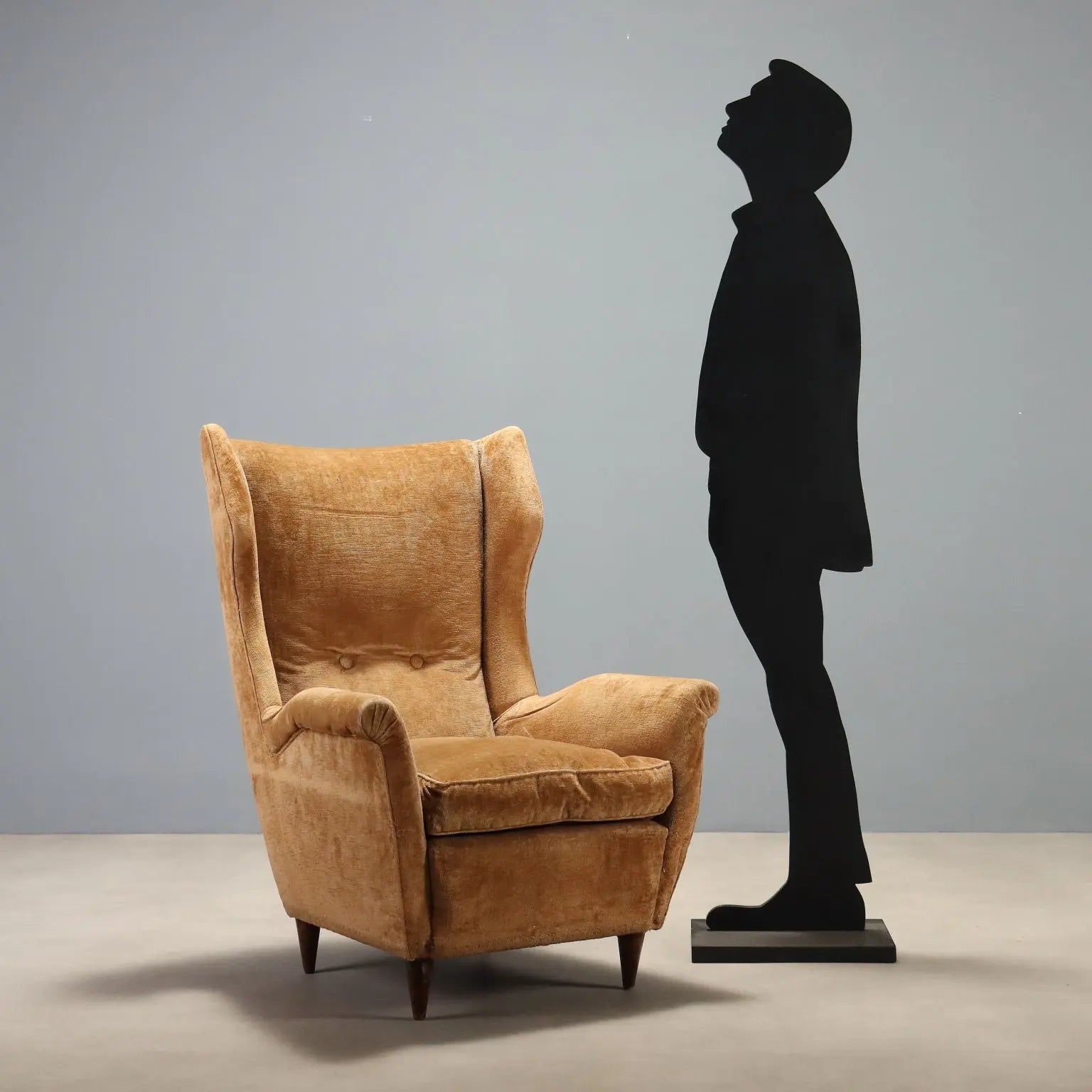 Pair of 1950s Bergère Armchairs in Velvet