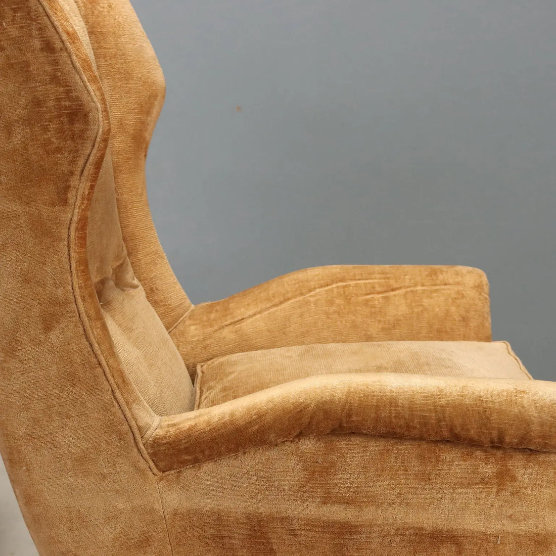 Pair of 1950s Bergère Armchairs in Velvet