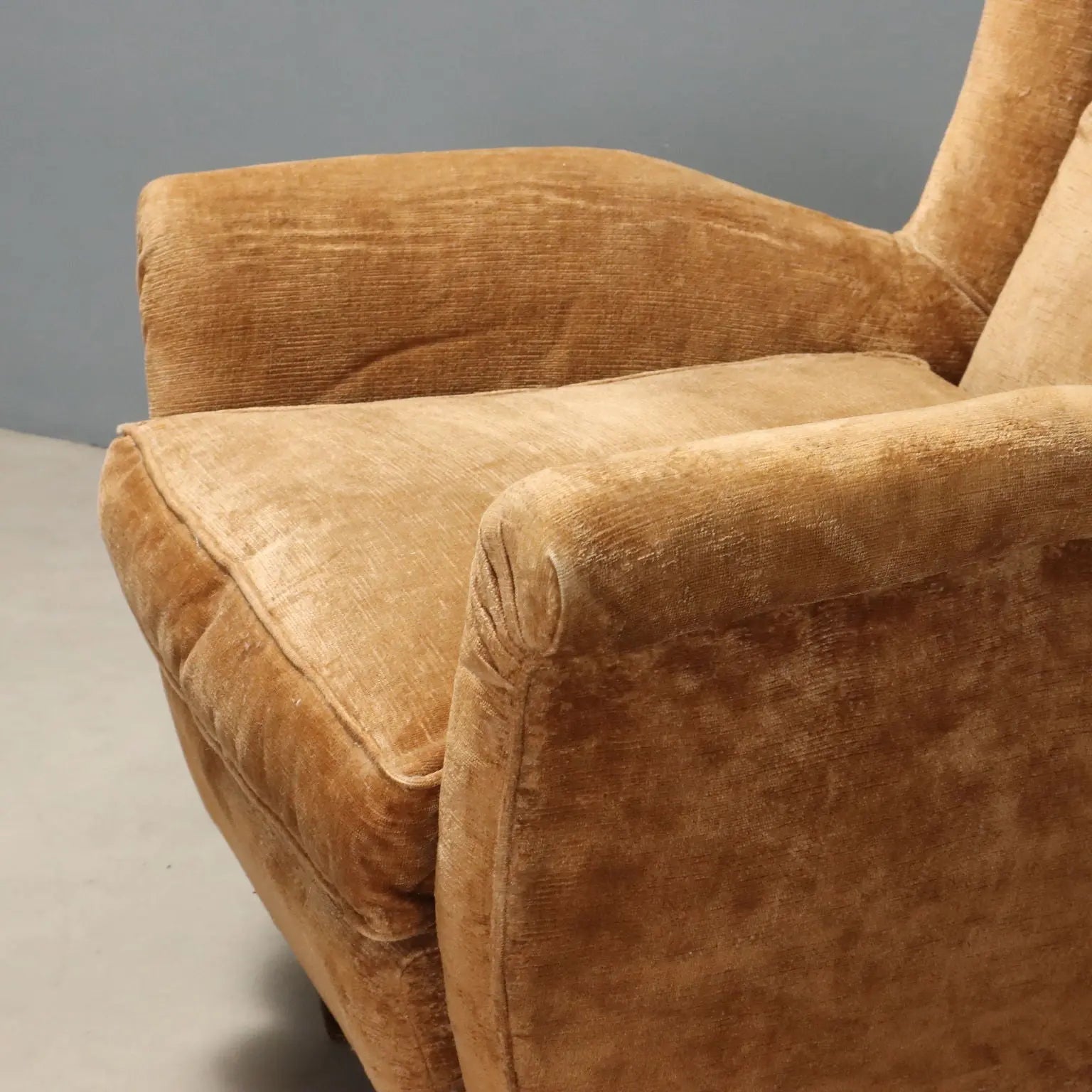 Pair of 1950s Bergère Armchairs in Velvet