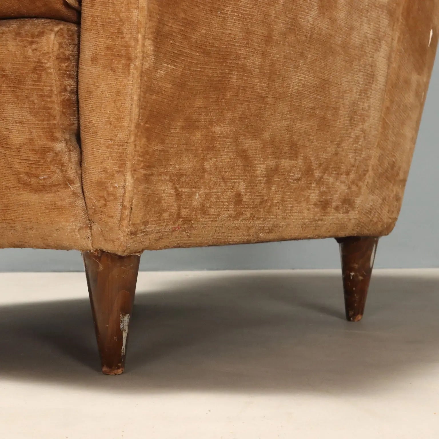 Pair of 1950s Bergère Armchairs in Velvet