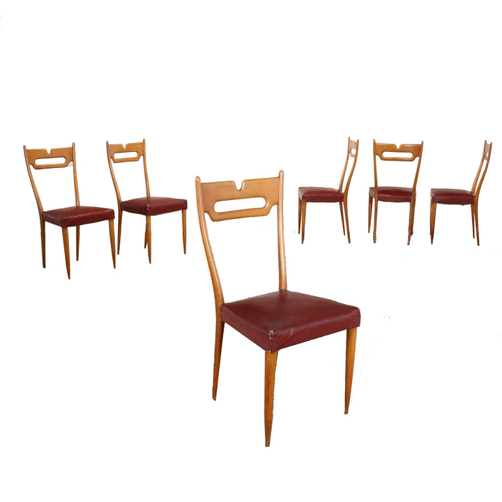 Group of 6 Chairs Beech Italy 1950s | Modernism  Chairs