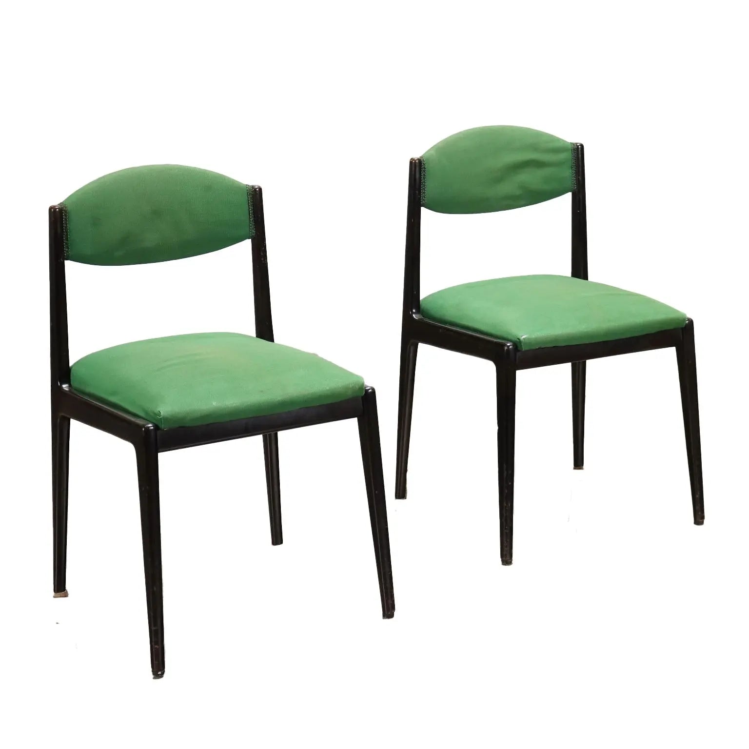 Vintage 1960s Chairs Ebony Wood Foam Padding Cloth | Modernism | Chairs