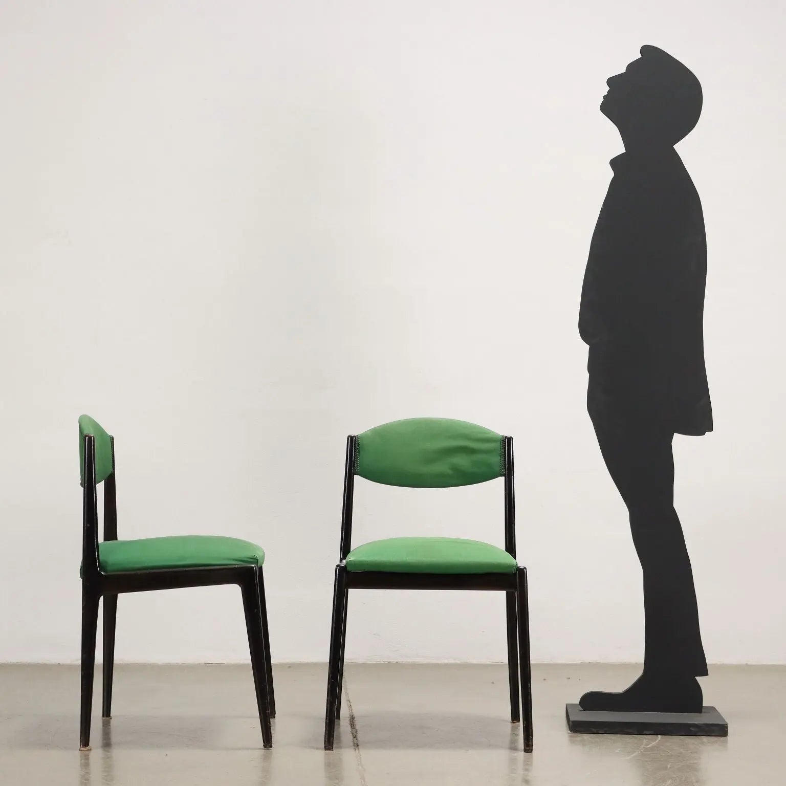 Vintage 1960s Chairs Ebony Wood Foam Padding Cloth | Modernism | Chairs