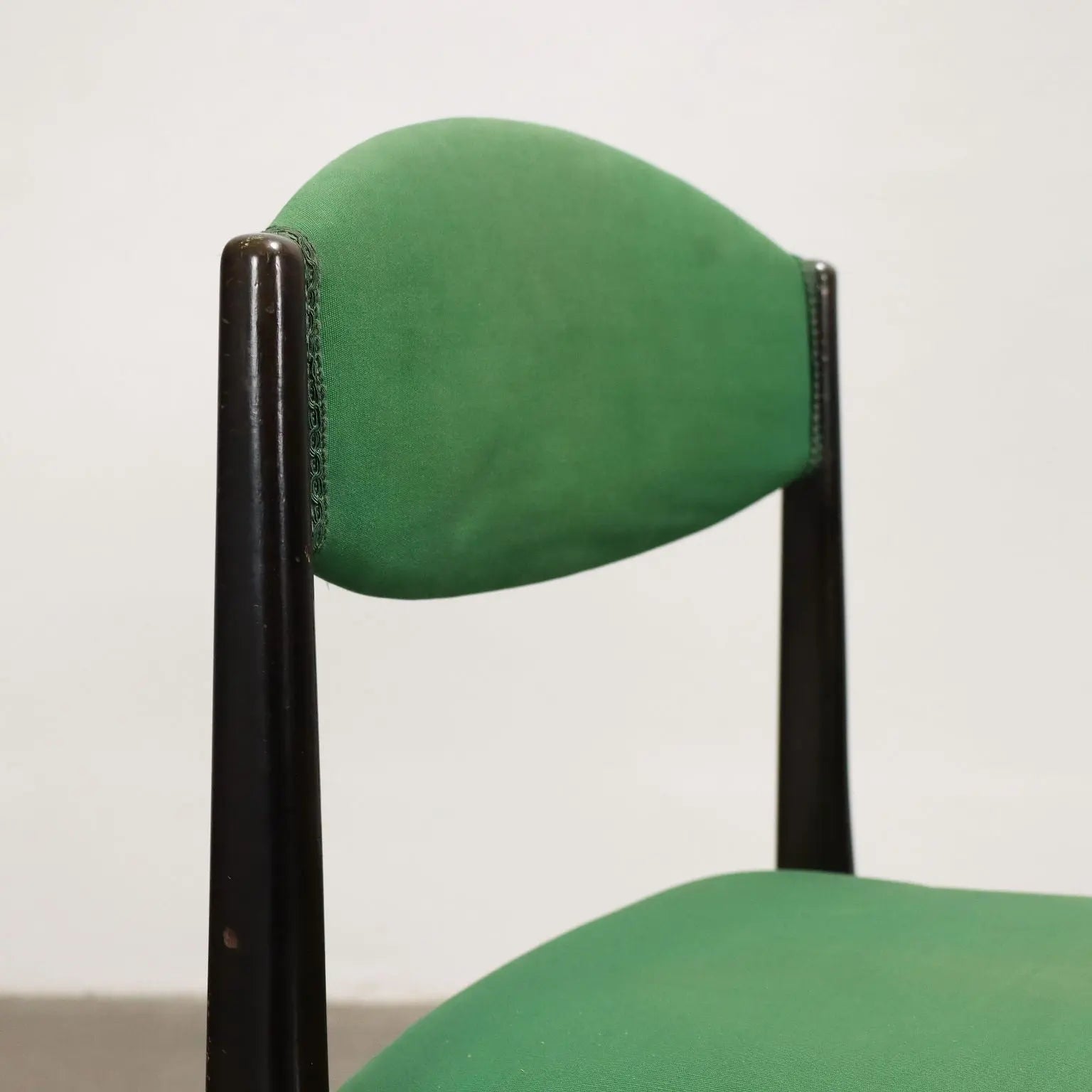 Vintage 1960s Chairs Ebony Wood Foam Padding Cloth | Modernism | Chairs