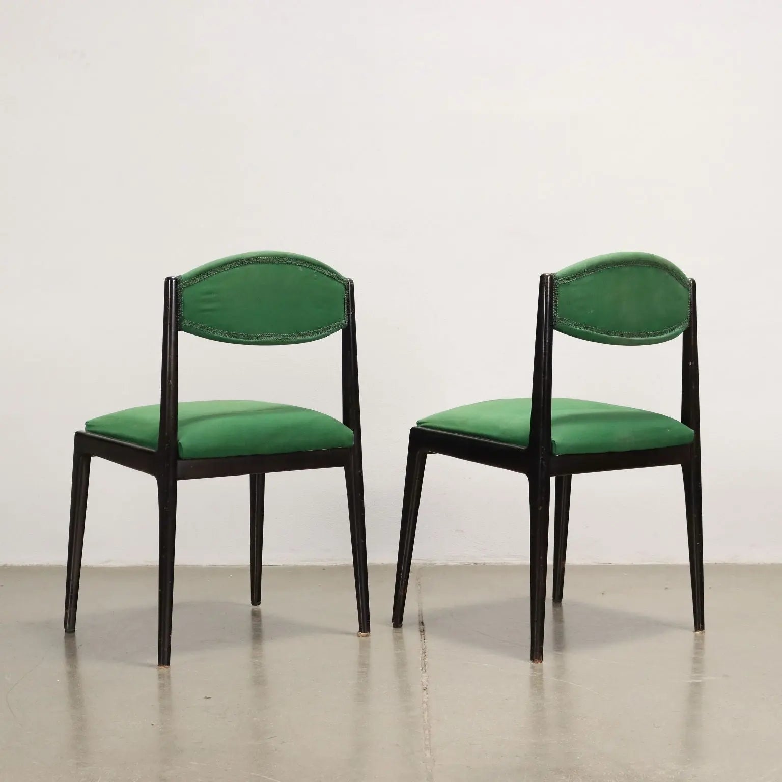 Vintage 1960s Chairs Ebony Wood Foam Padding Cloth | Modernism | Chairs