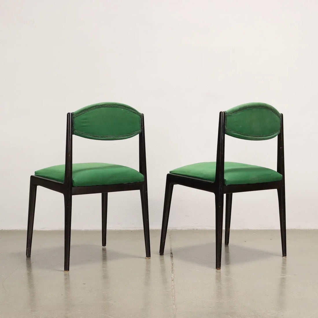 Vintage 1960s Chairs Ebony Wood Foam Padding Cloth | Modernism | Chairs