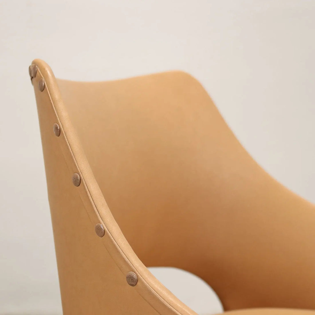 Vintage Armchairs 50s-60s Ebony Wood Brass Padded Seat Skai Brass