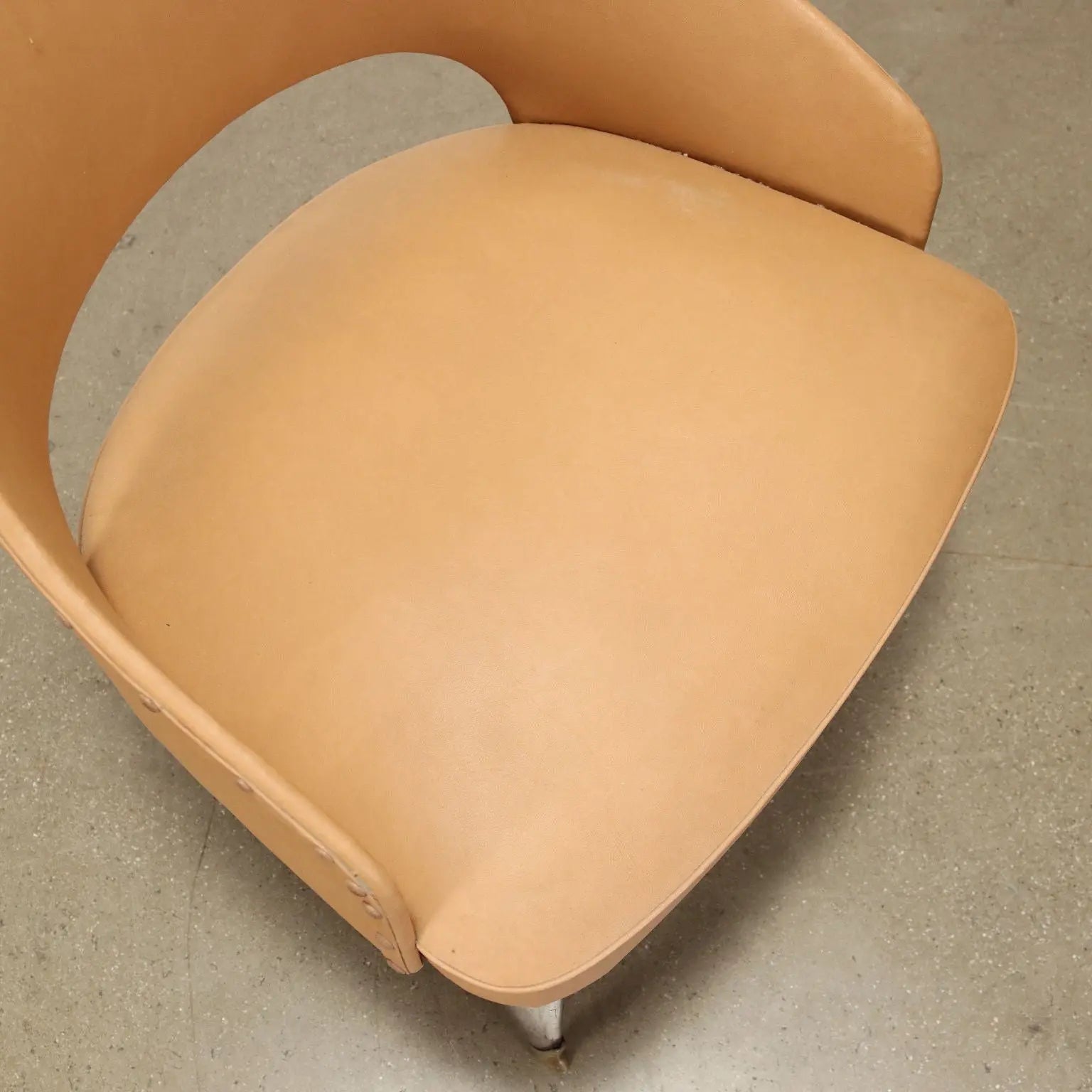 Vintage Armchairs 50s-60s Ebony Wood Brass Padded Seat Skai Brass