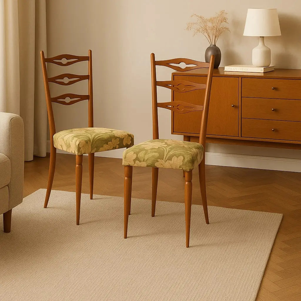Vintage Chairs from the 1960s Beech Wood Spring Padding Cloth | Modernism | Chairs
