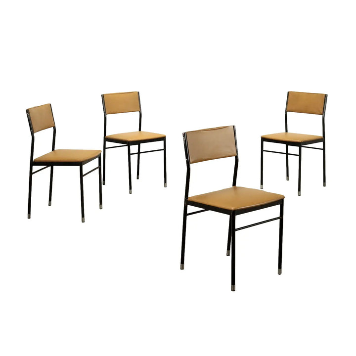 Vintage 1960s Chairs Enamelled Metal Leatherette Foam Upholstery | Modernism | Chairs