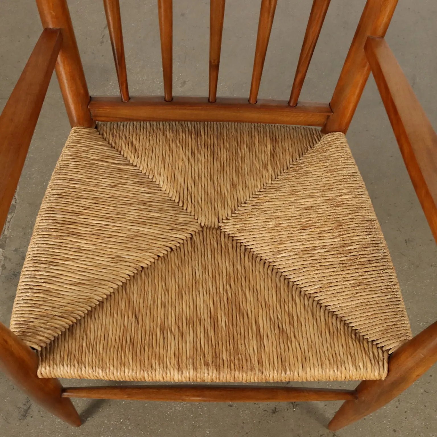 Pair of Vintage 1950s Thrones Beech and Straw Italy | Modernism | Chairs