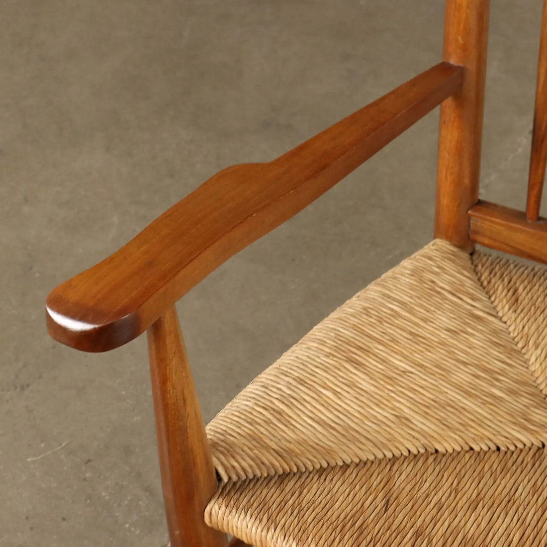 Pair of Vintage 1950s Thrones Beech and Straw Italy | Modernism | Chairs