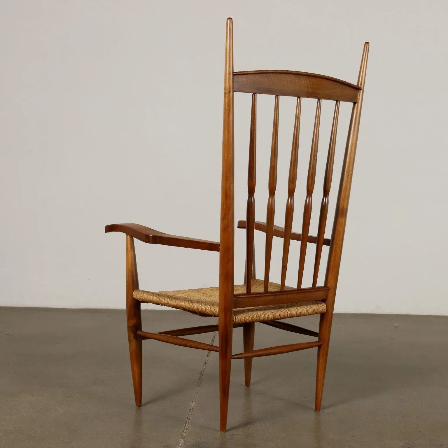 Pair of Vintage 1950s Thrones Beech and Straw Italy | Modernism | Chairs
