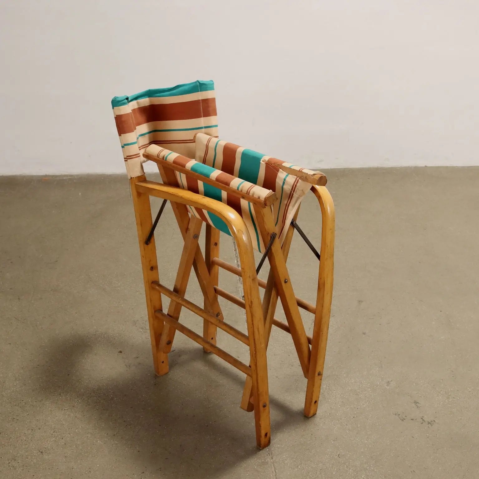 Vintage 1950s-60s Folding Chair Beech Fabric Italy | Modernism | Chairs