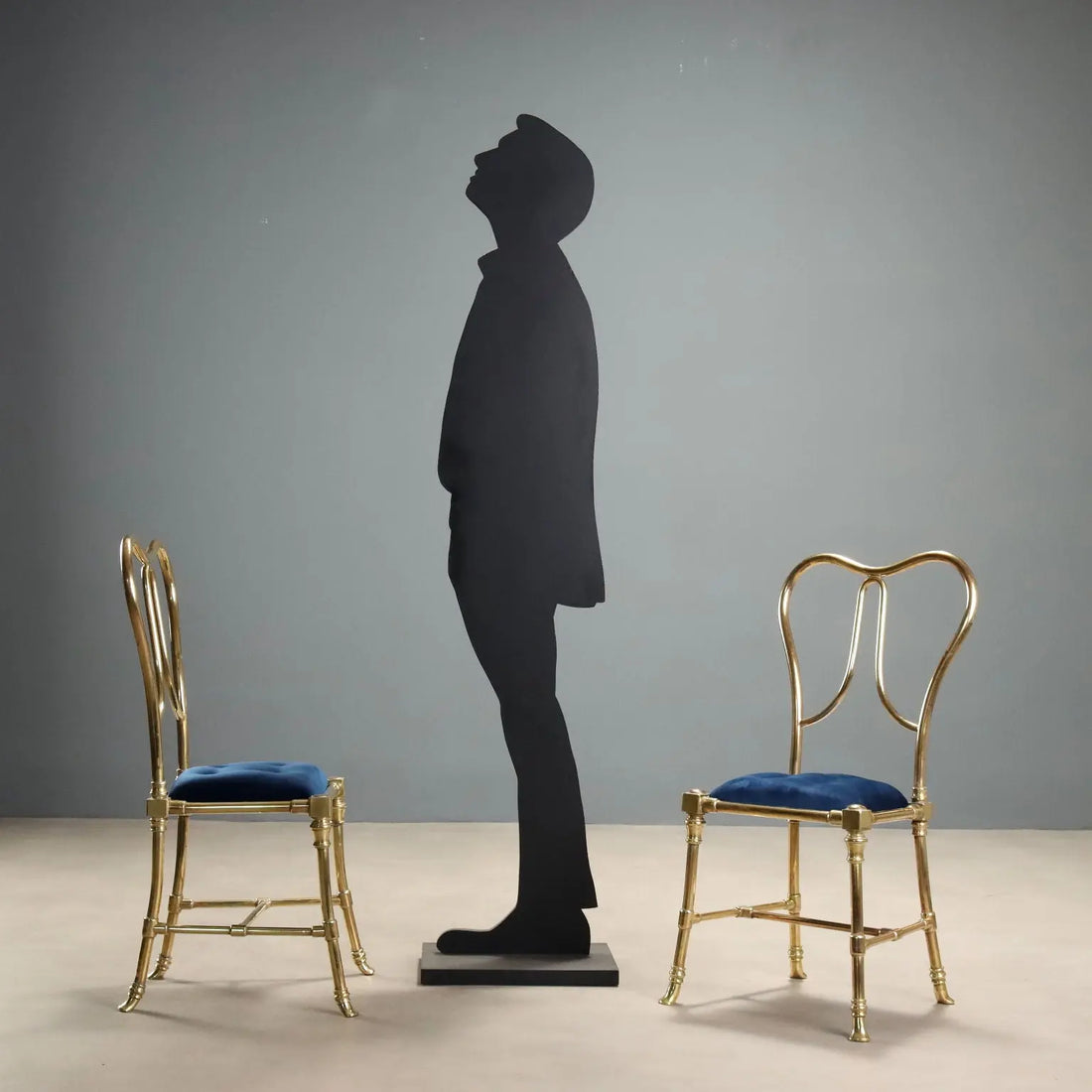 1950s Jansen Chairs in Brass and Velvet