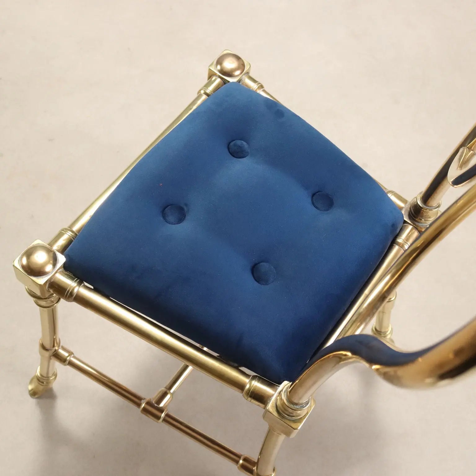 1950s Jansen Chairs in Brass and Velvet