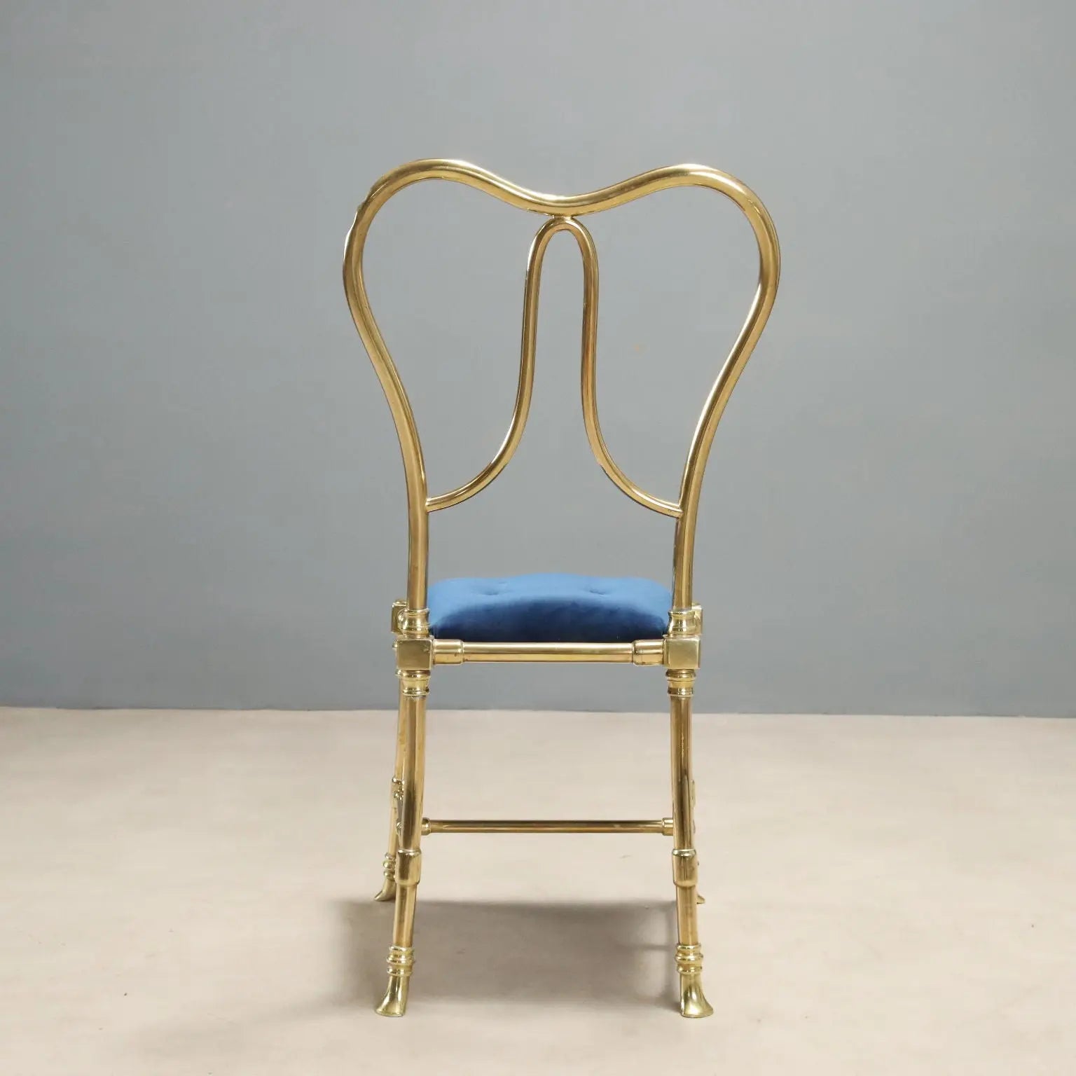 1950s Jansen Chairs in Brass and Velvet
