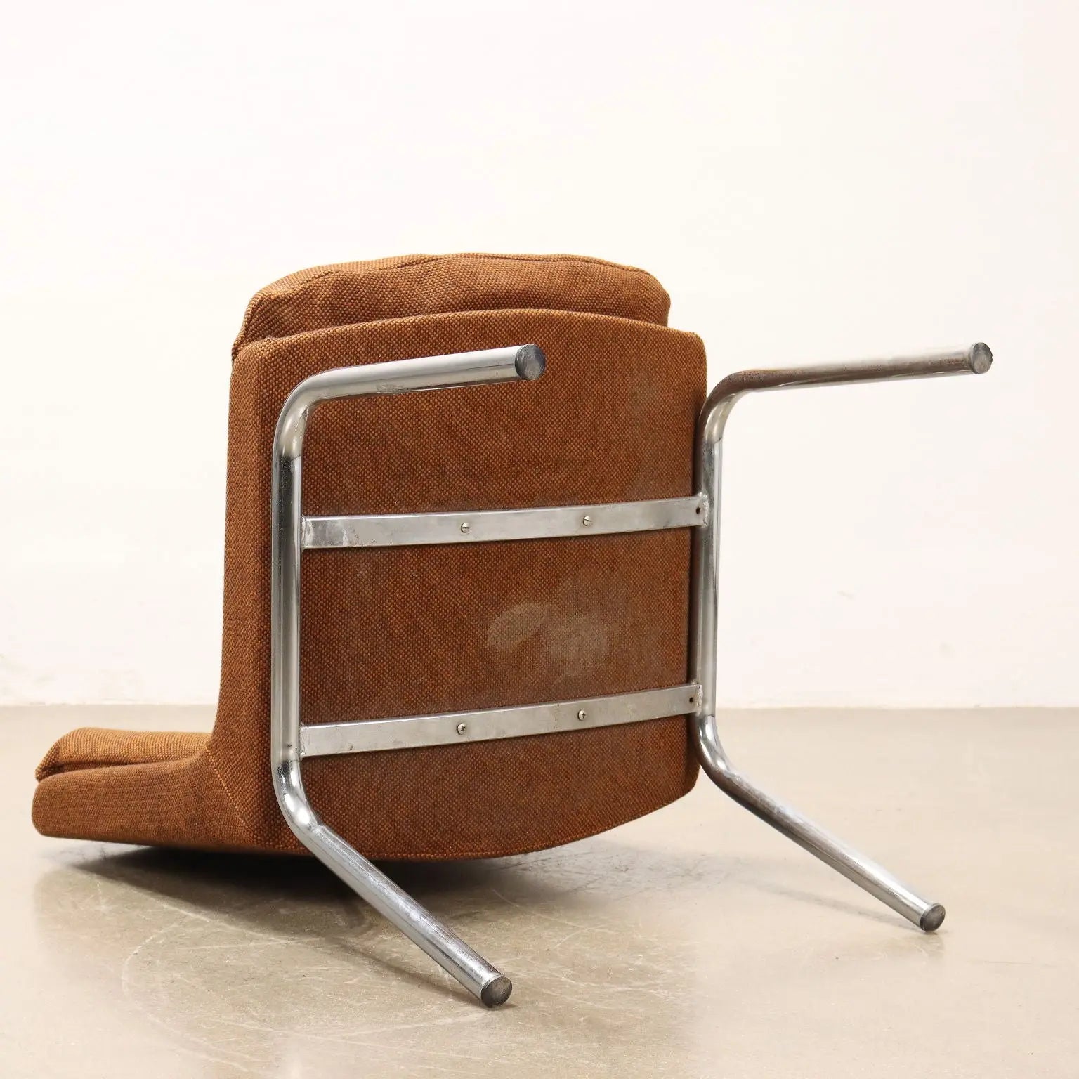 Group of 5 Vintage 1970s Chairs Chromed Metal Fabric Italy | Modernism | Chairs