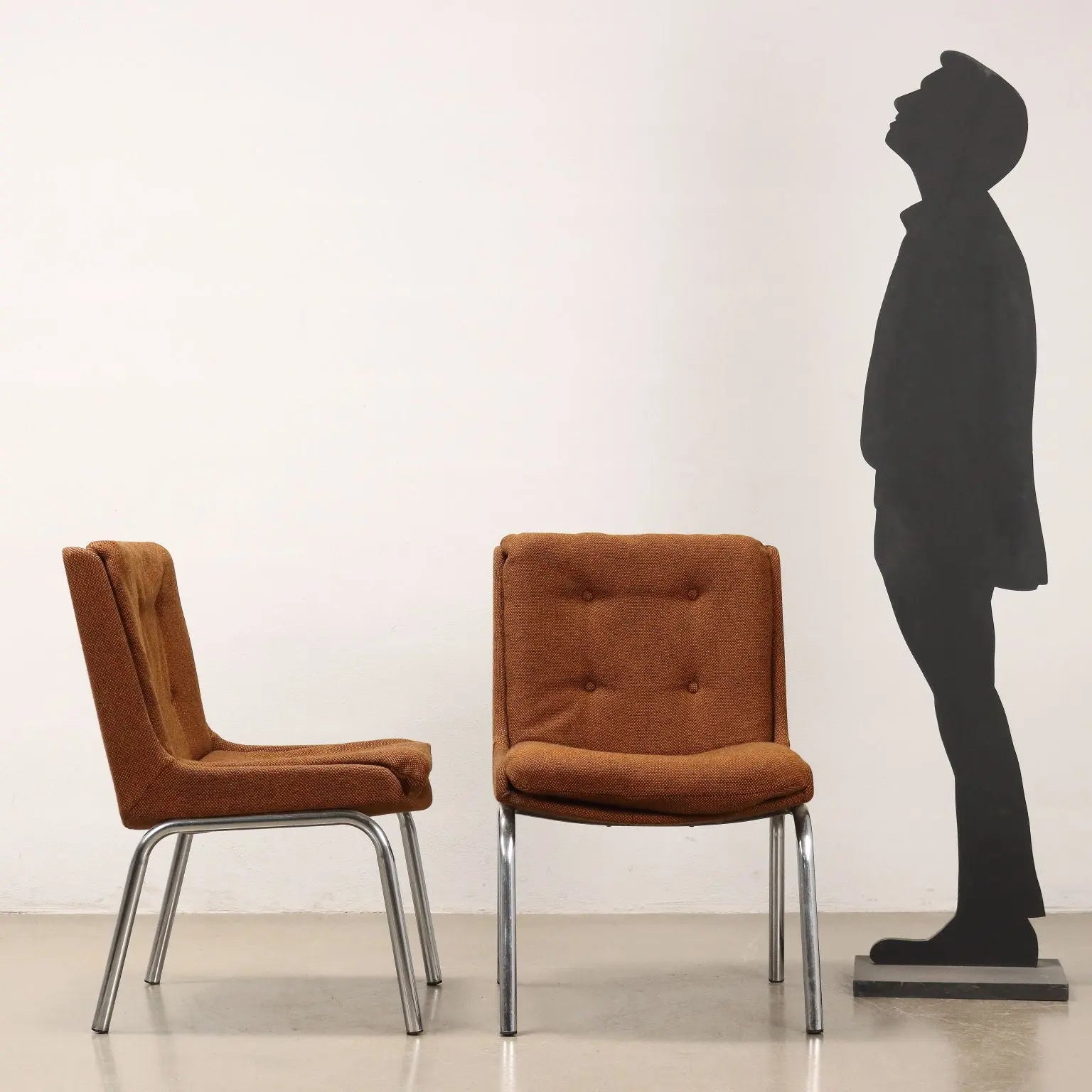 Group of 5 Vintage 1970s Chairs Chromed Metal Fabric Italy | Modernism | Chairs