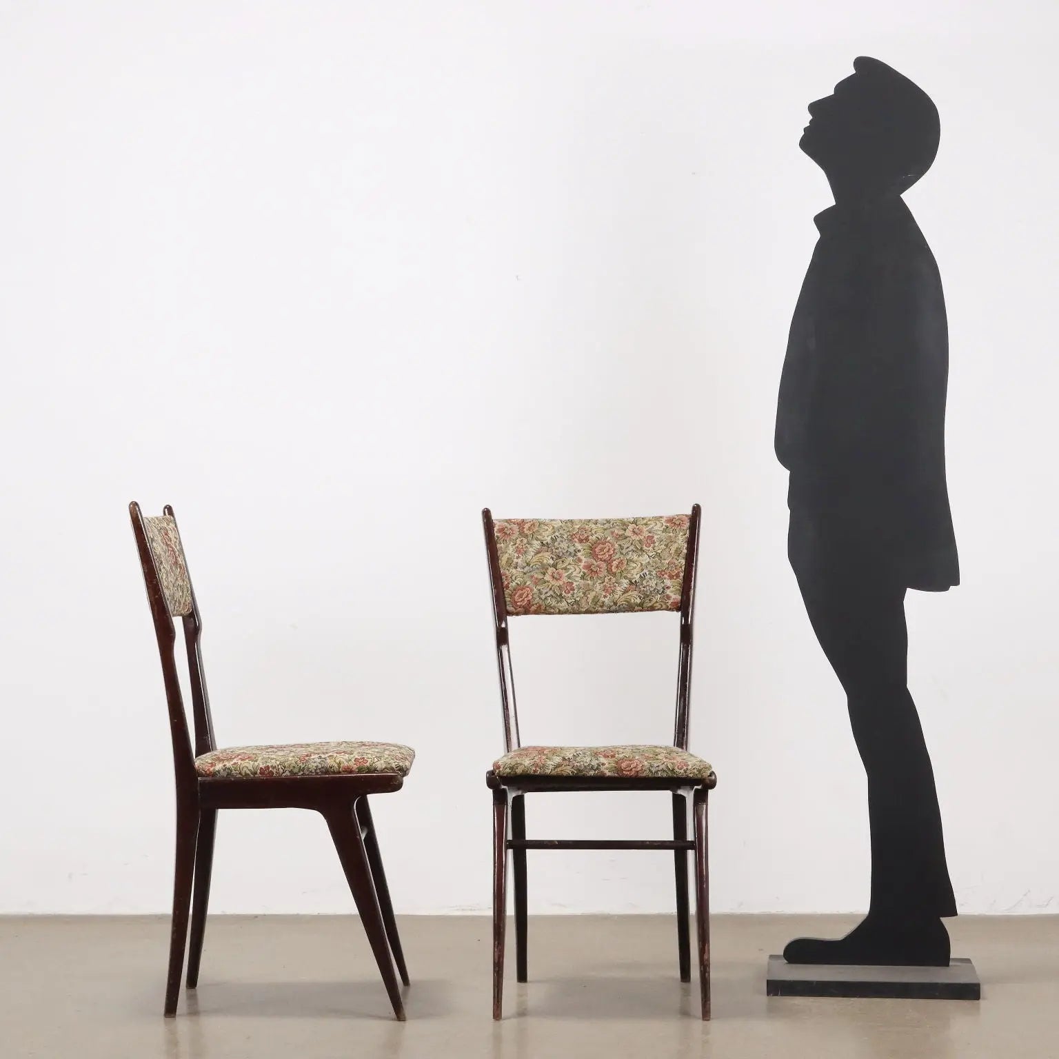 Vintage Chairs Ebony Painted Wood Fabric Italy 1960s | Modernism | Chairs