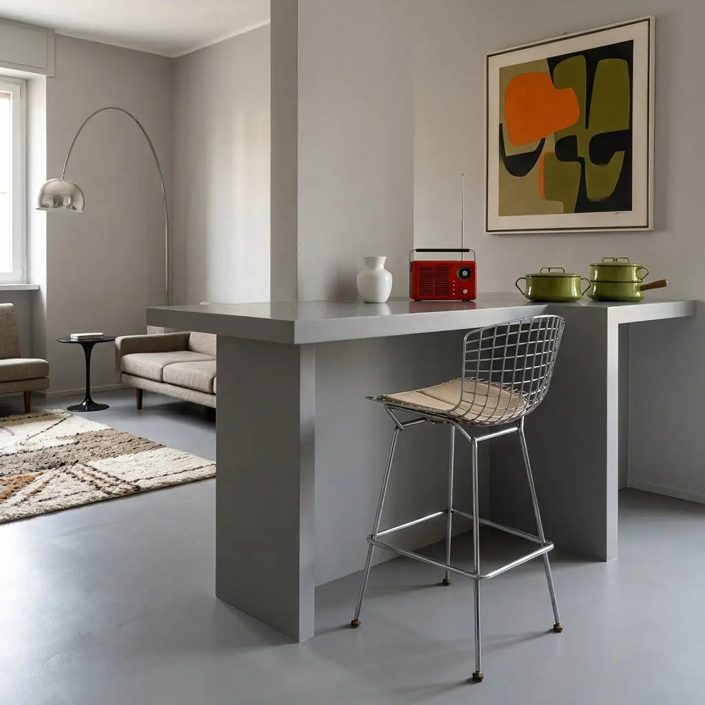 Vintage Stool Metal Leatherette Italy 1970s | Modernism | Chairs