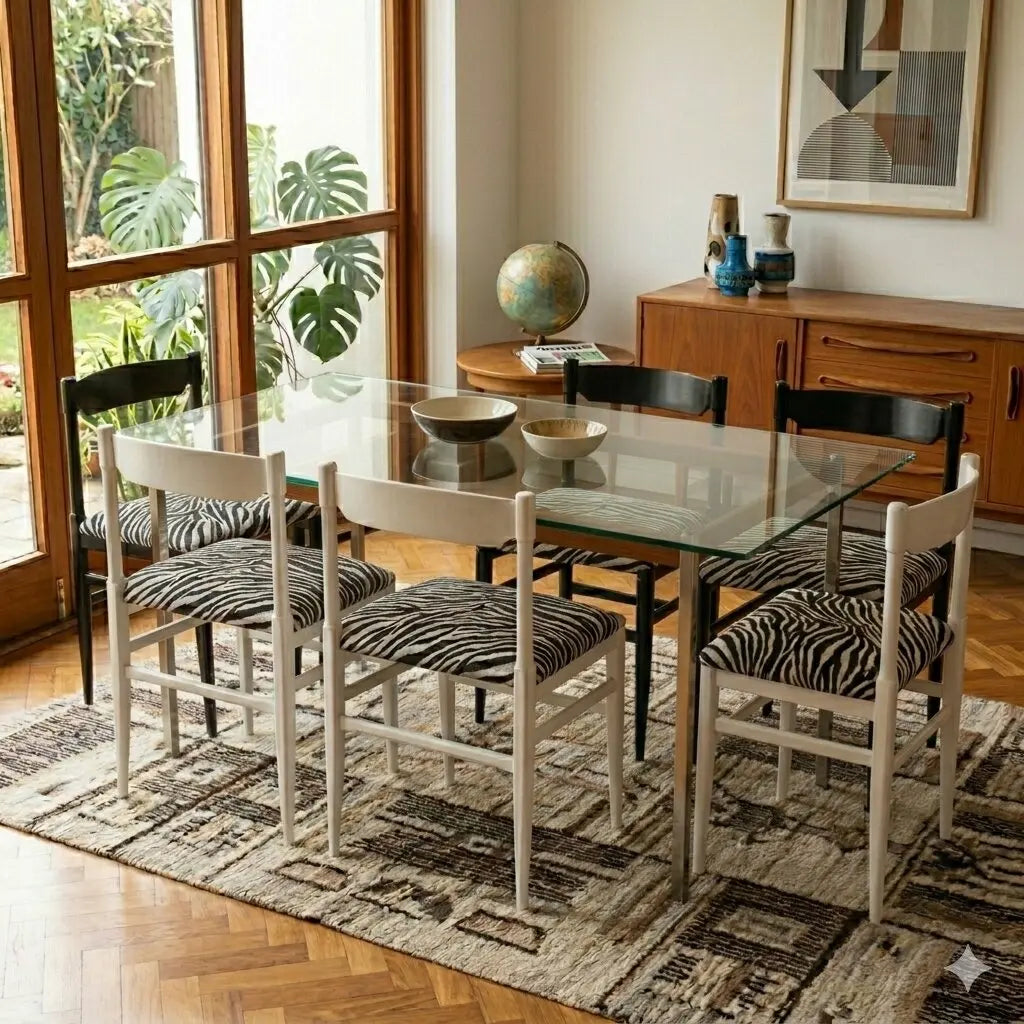 Vintage Chairs Jungle Collection Velvet Wood Italy 1950s-1960s | Modernism | Chairs