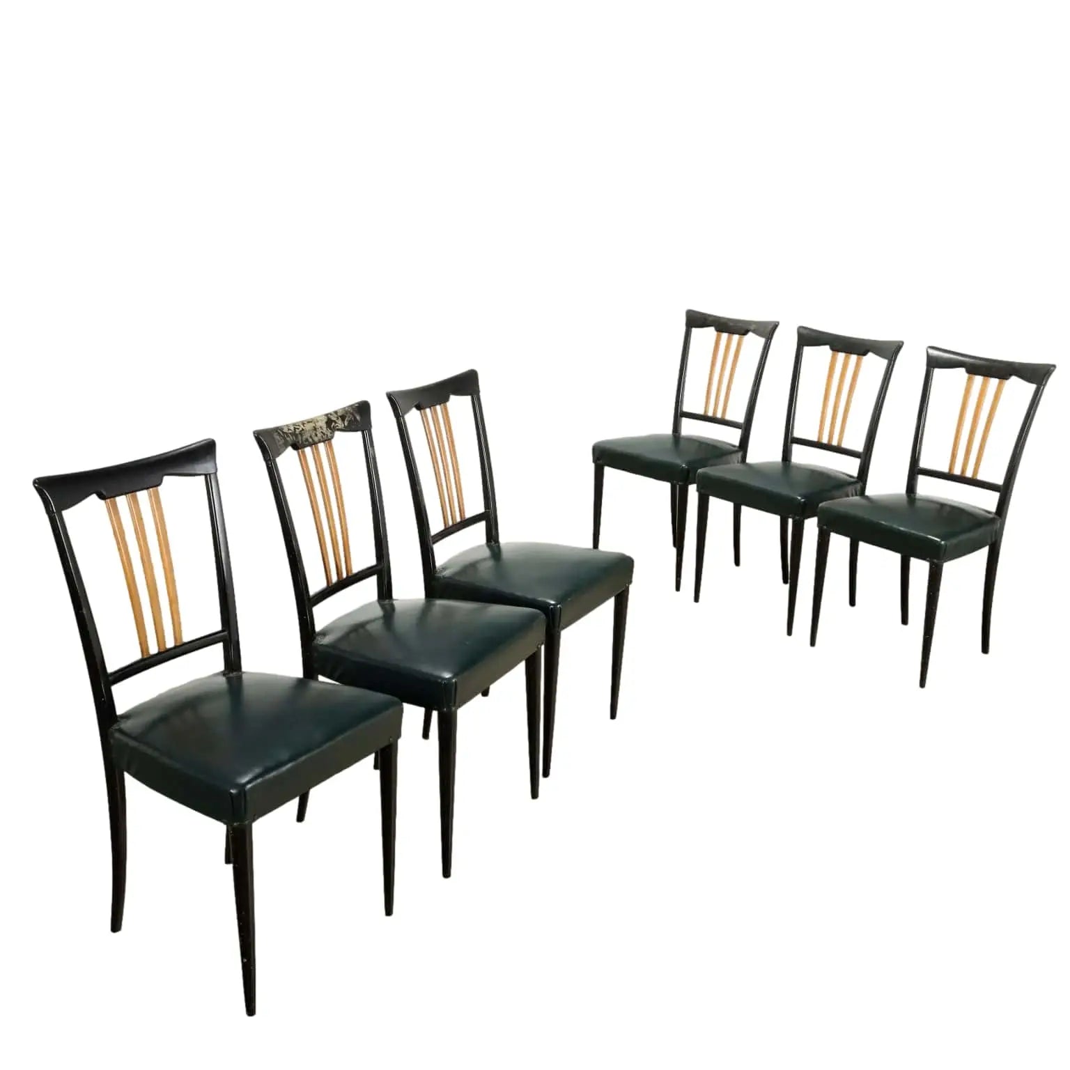 Vintage Chairs Wood Leatherette Design Italy 1950s | Modernism | Chairs