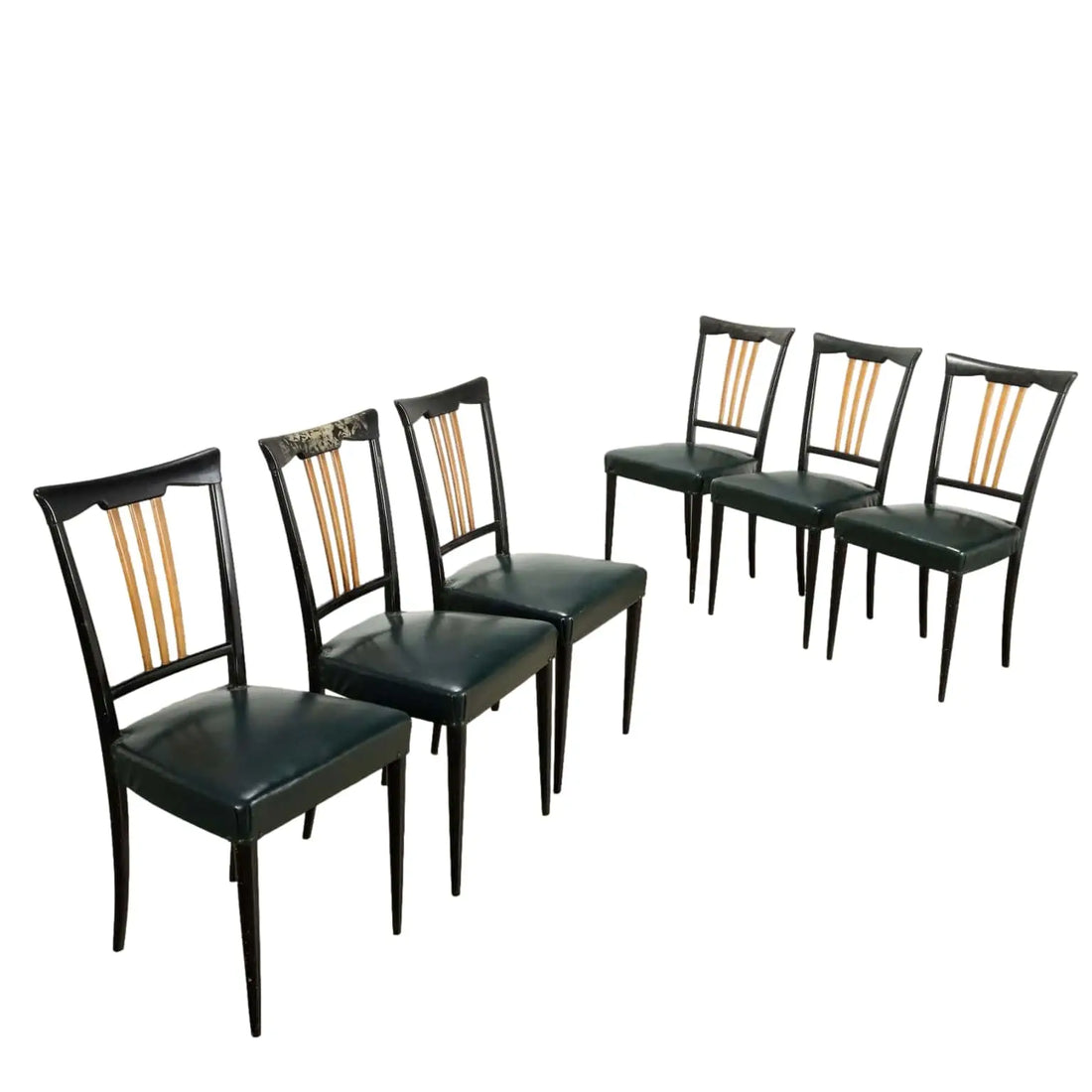 Vintage Chairs Wood Leatherette Design Italy 1950s | Modernism | Chairs