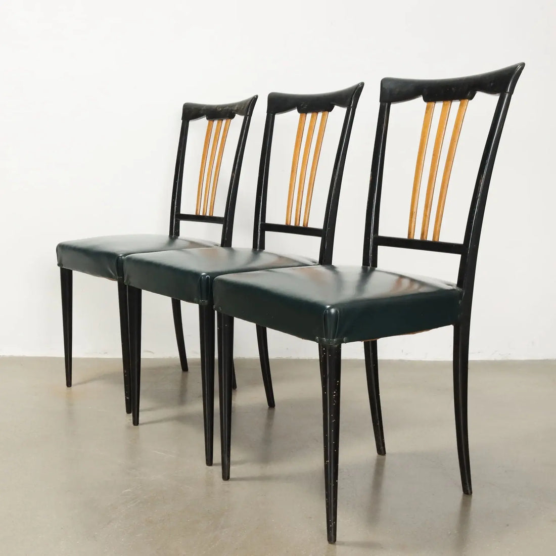 Vintage Chairs Wood Leatherette Design Italy 1950s | Modernism | Chairs
