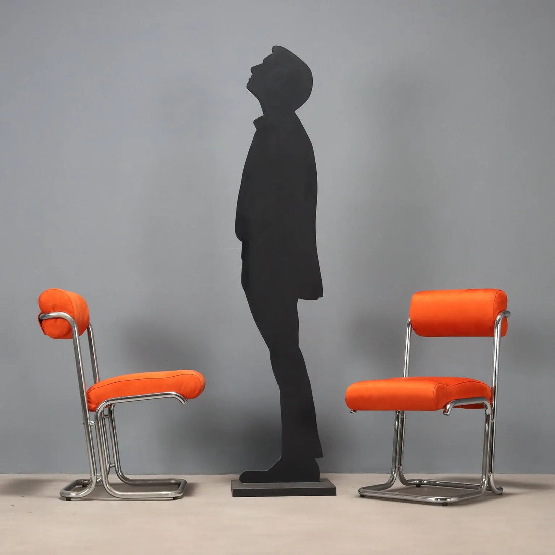 Vintage Cantilever Chairs Chromed Metal Fabric Design 1970s | Modernism | Chairs