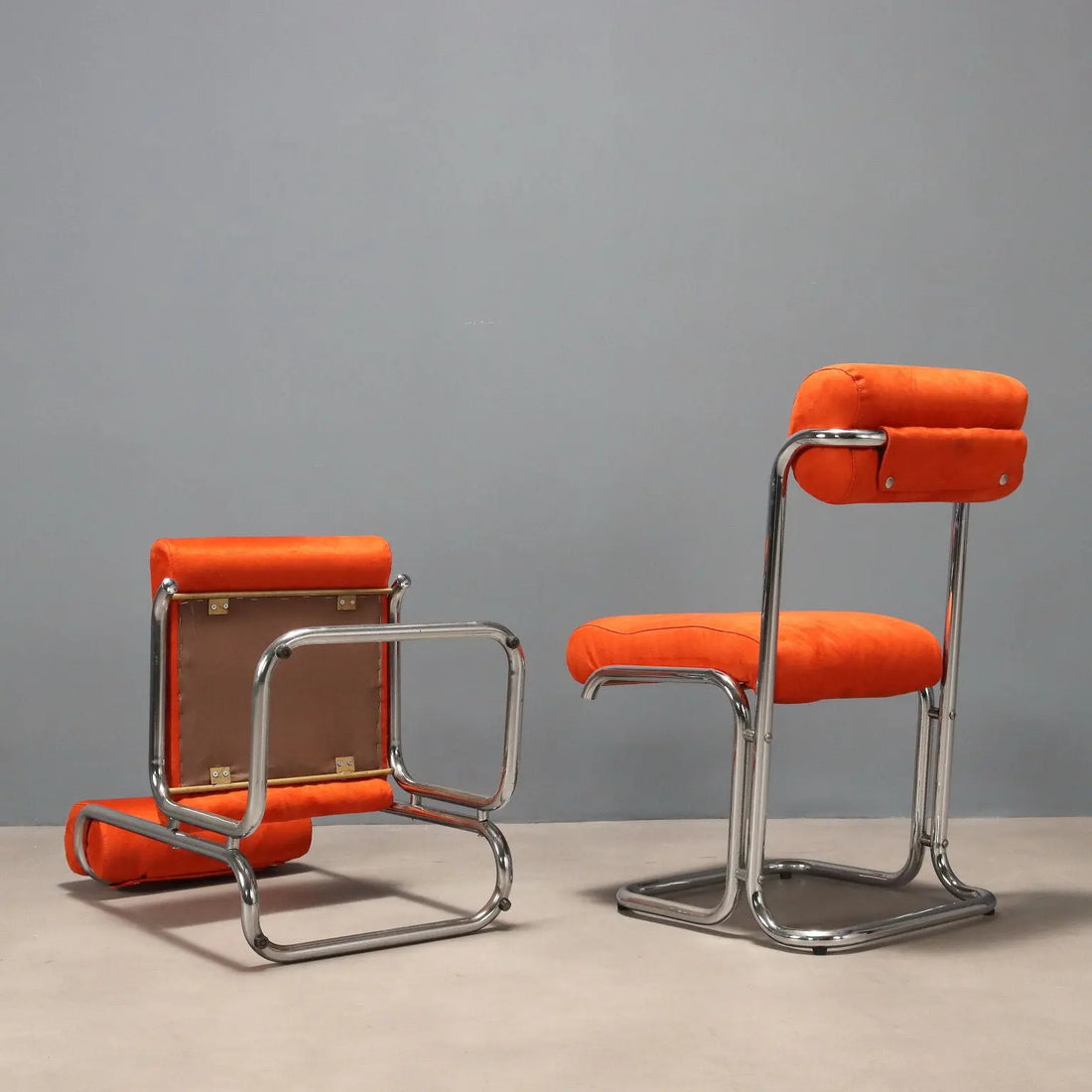 Vintage Cantilever Chairs Chromed Metal Fabric Design 1970s | Modernism | Chairs