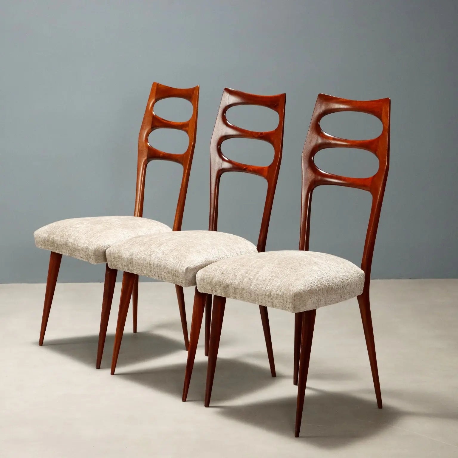 Vintage Chairs Beech Fabric Design Italy 1950s Restored | Modernism | Chairs