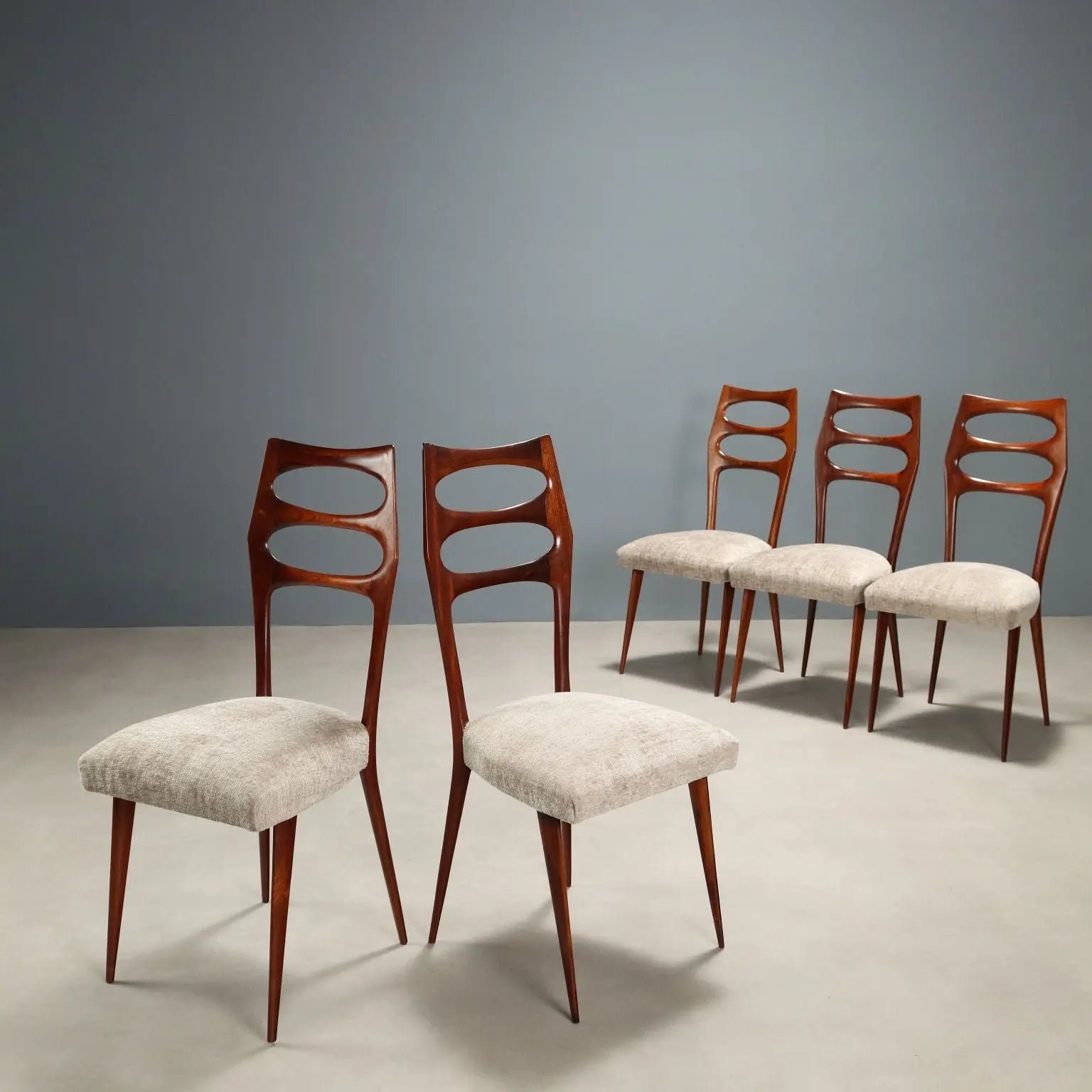 Vintage Chairs Beech Fabric Design Italy 1950s Restored | Modernism | Chairs