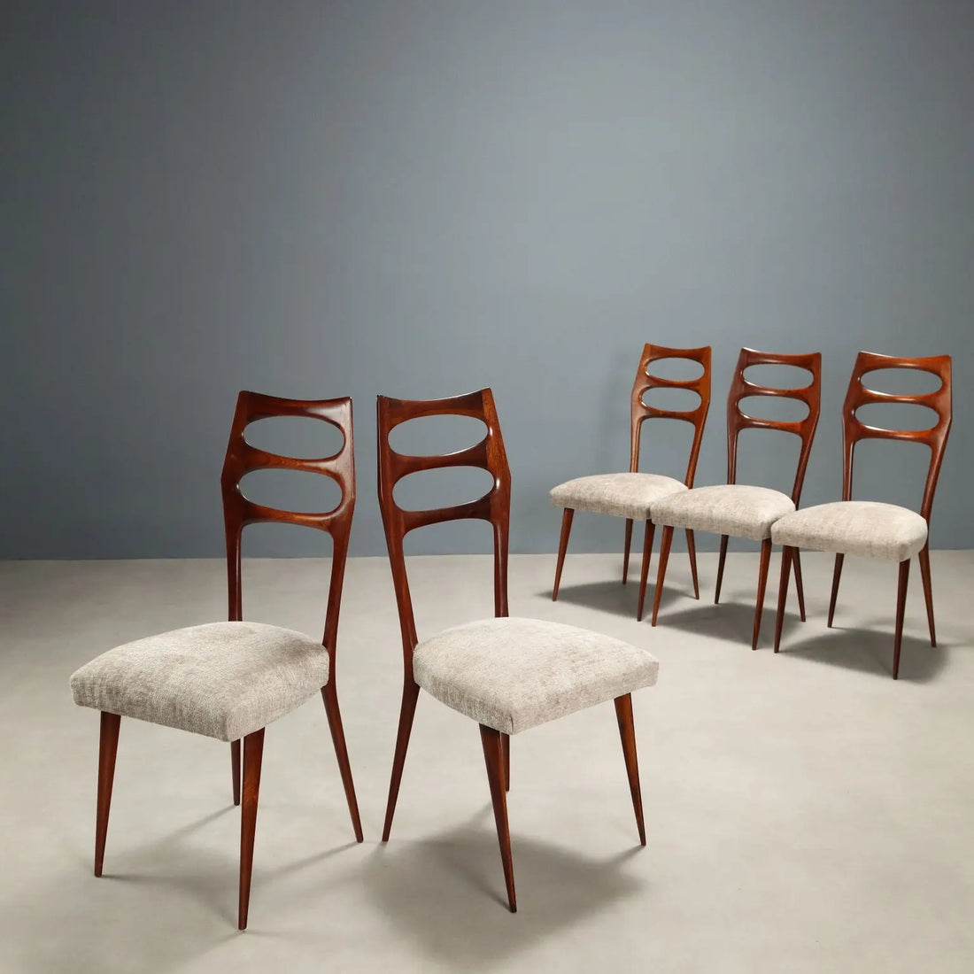 Vintage Chairs Beech Fabric Design Italy 1950s Restored | Modernism | Chairs