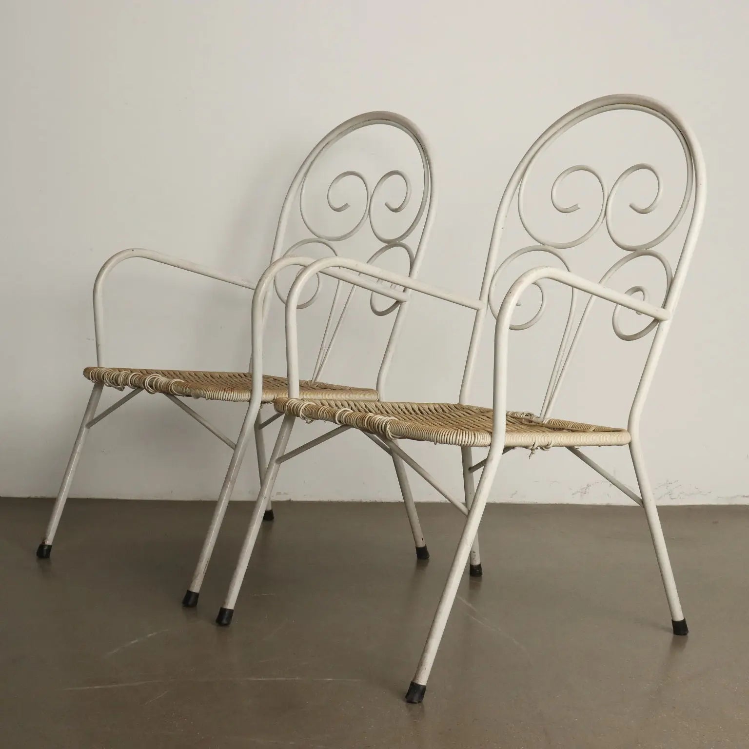 Vintage Garden Chairs Enamelled Iron Plastic Design Italy 1960s | Modernism | Chairs