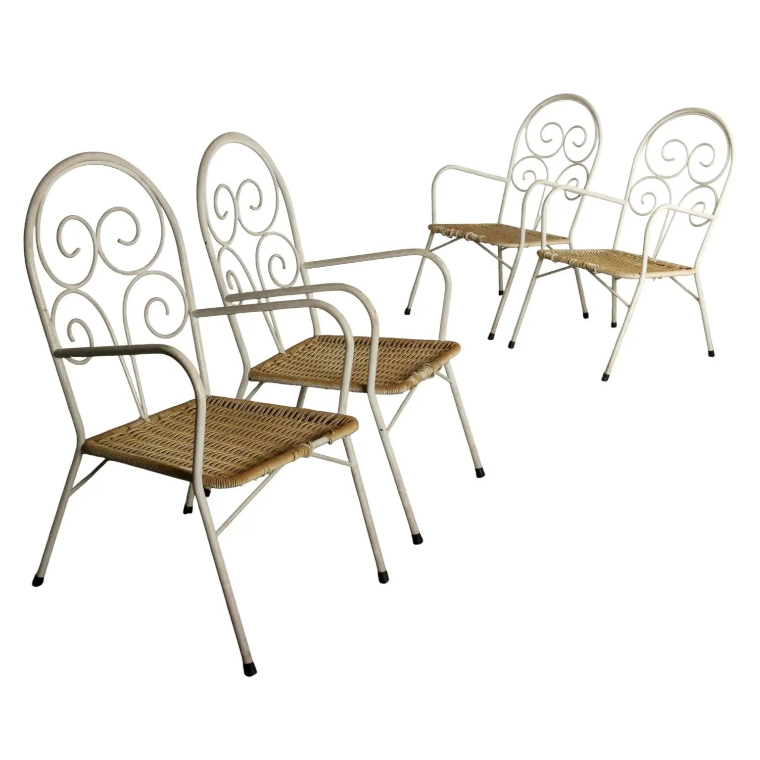 Vintage Garden Chairs Enamelled Iron Plastic Design Italy 1960s | Modernism | Chairs