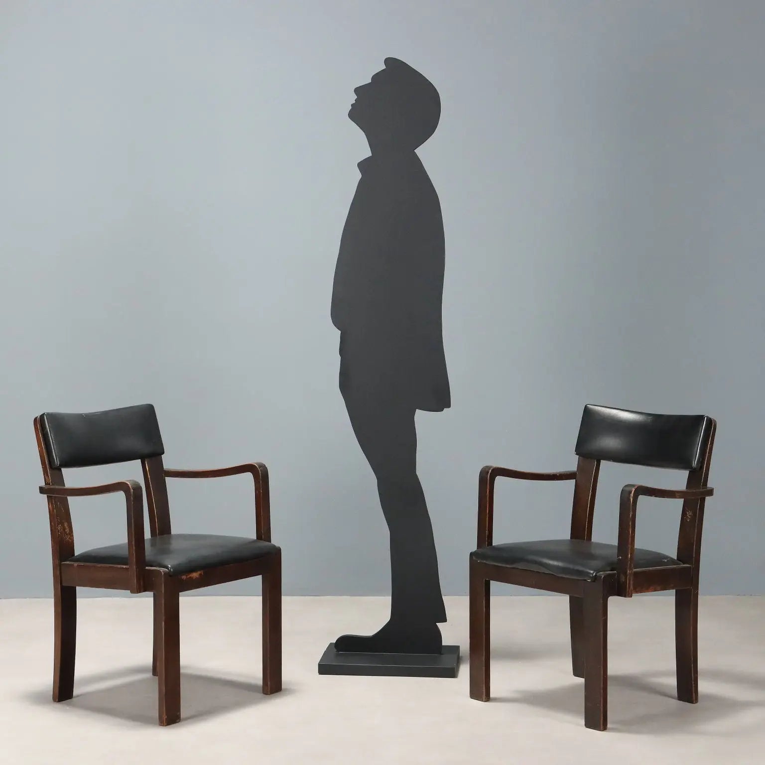 Vintage Chairs Deco Style Wood Black Leather Italy 1940s-1950s | Modernism | Chairs