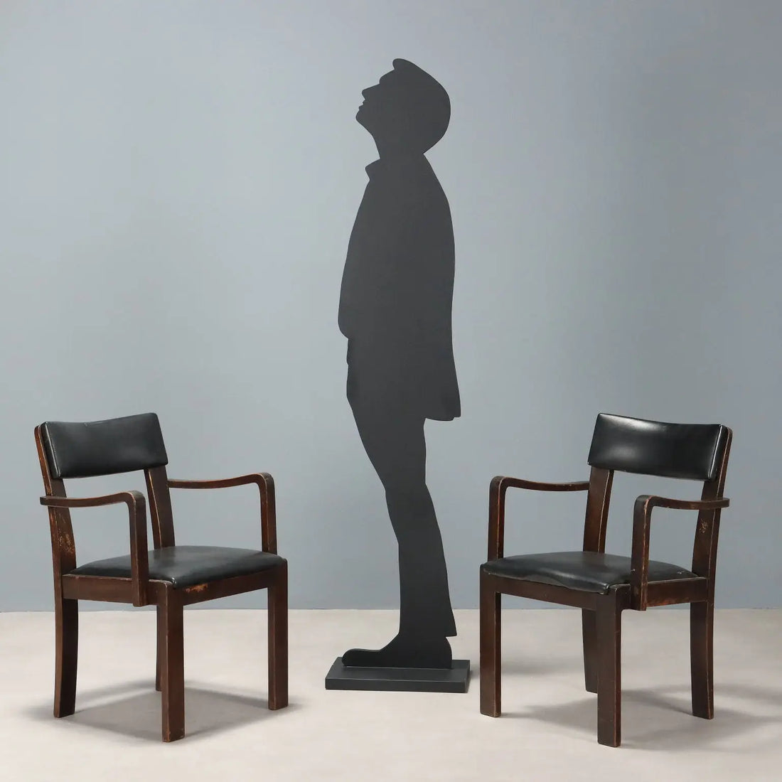 Vintage Chairs Deco Style Wood Black Leather Italy 1940s-1950s | Modernism | Chairs