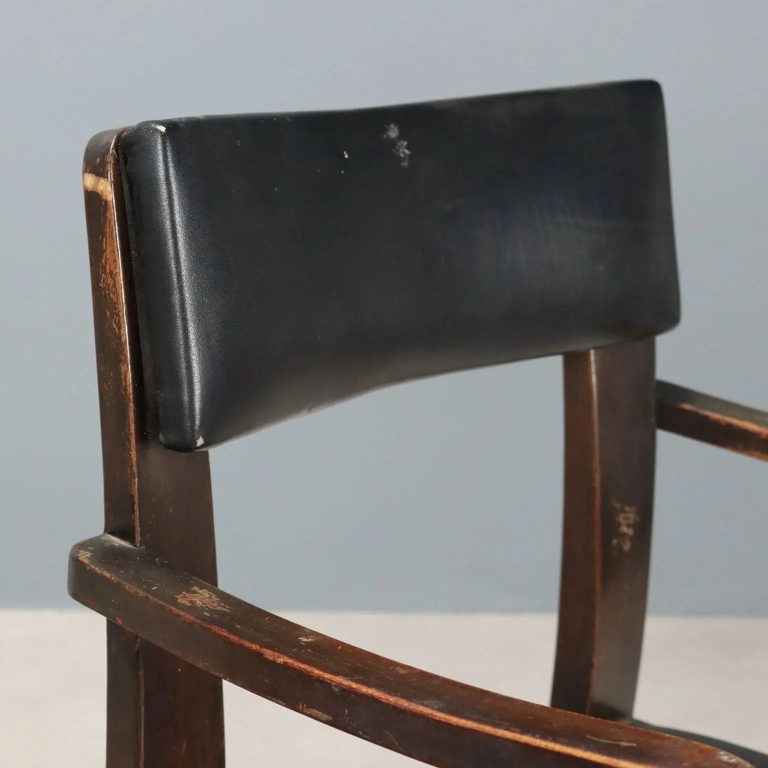 Vintage Chairs Deco Style Wood Black Leather Italy 1940s-1950s | Modernism | Chairs