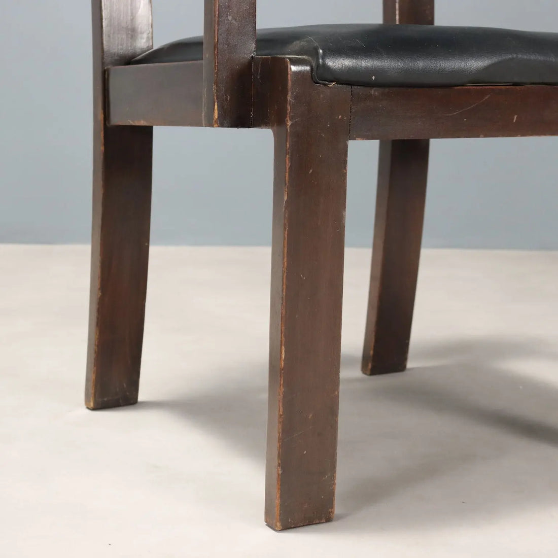Vintage Chairs Deco Style Wood Black Leather Italy 1940s-1950s | Modernism | Chairs