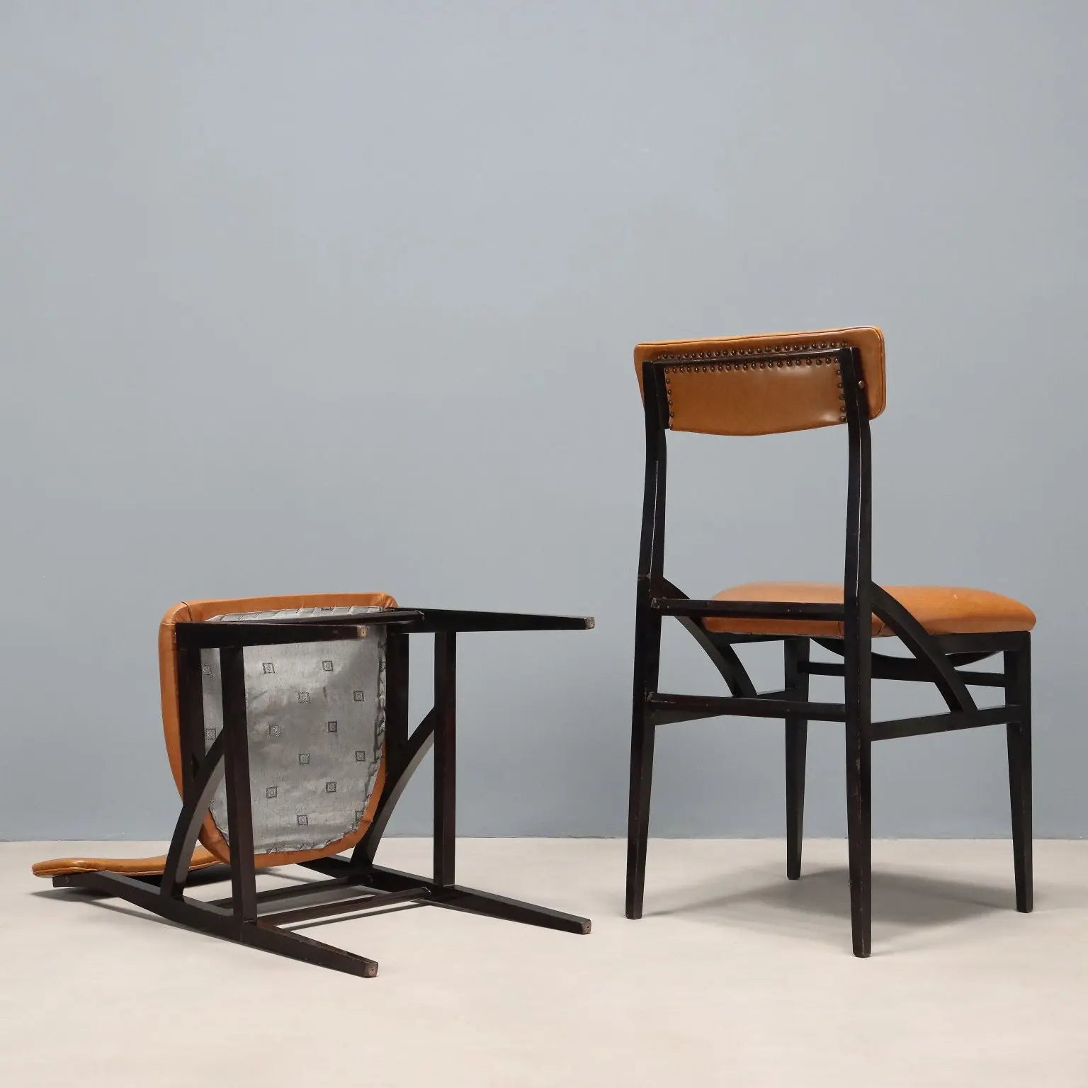 Vintage Chairs Leatherette Painted Beech Design Italy 1960s | Modernism | Chairs