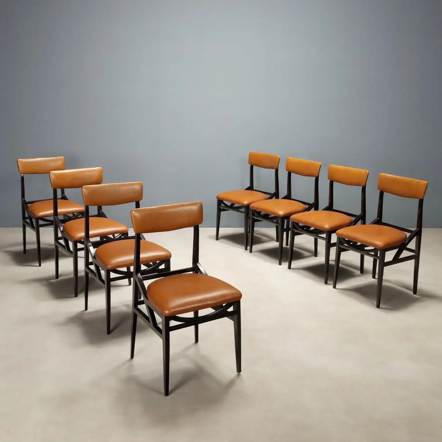 Vintage Chairs Leatherette Painted Beech Design Italy 1960s | Modernism | Chairs