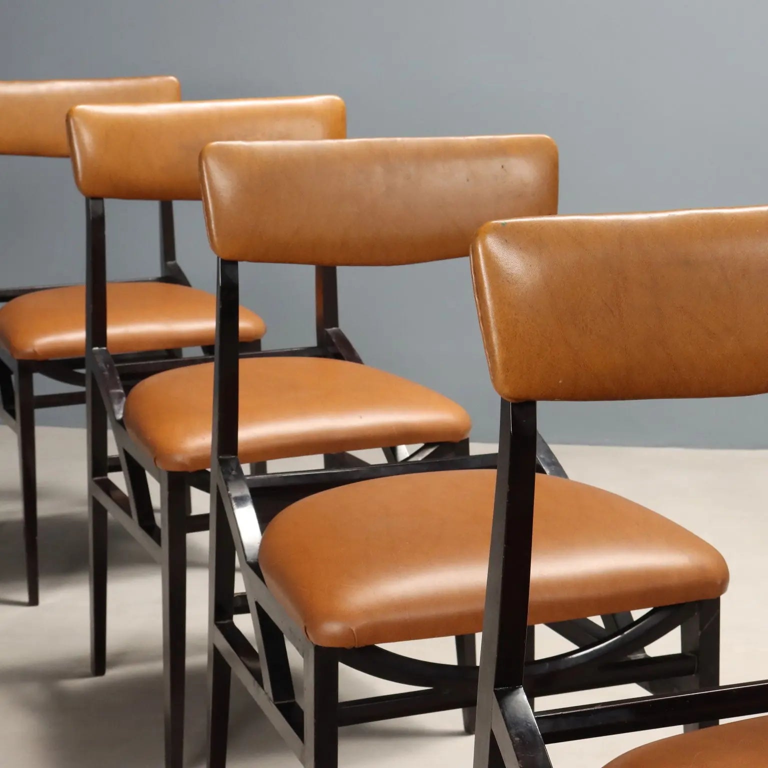 Vintage Chairs Leatherette Painted Beech Design Italy 1960s | Modernism | Chairs