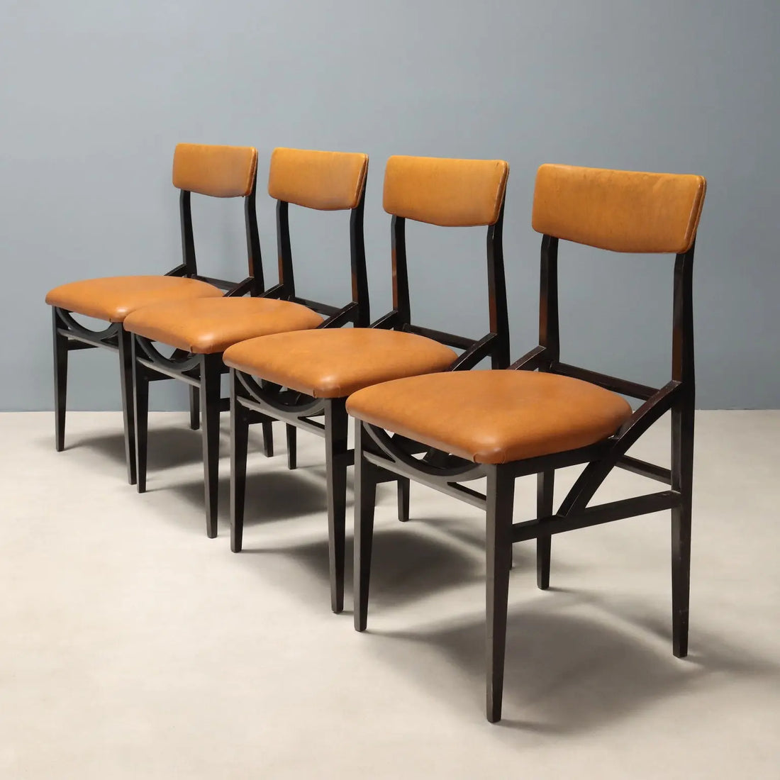 Vintage Chairs Leatherette Painted Beech Design Italy 1960s | Modernism | Chairs