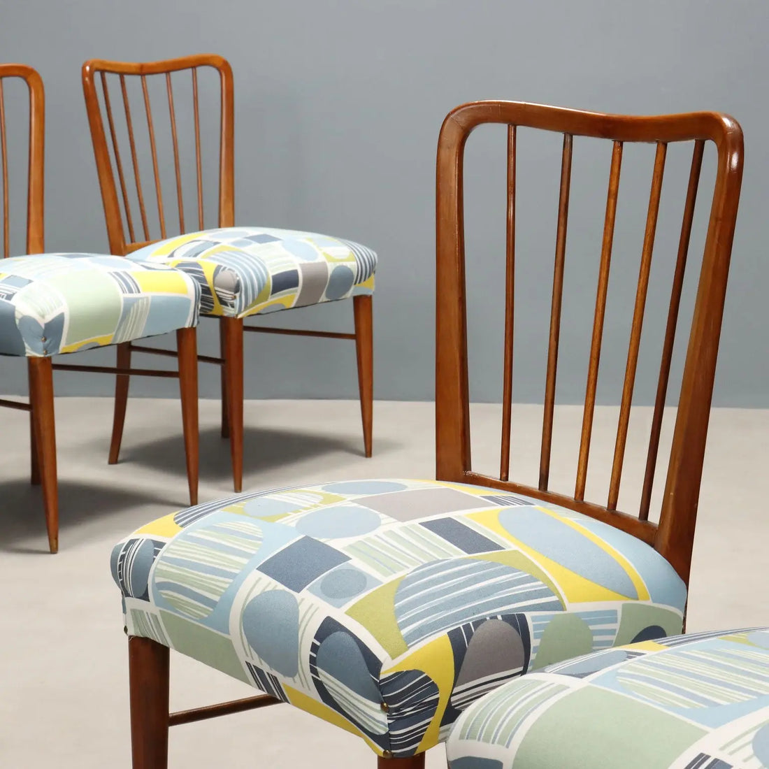Vintage Chairs Beech Fabric Design Italy 1960s | Modernism | Chairs