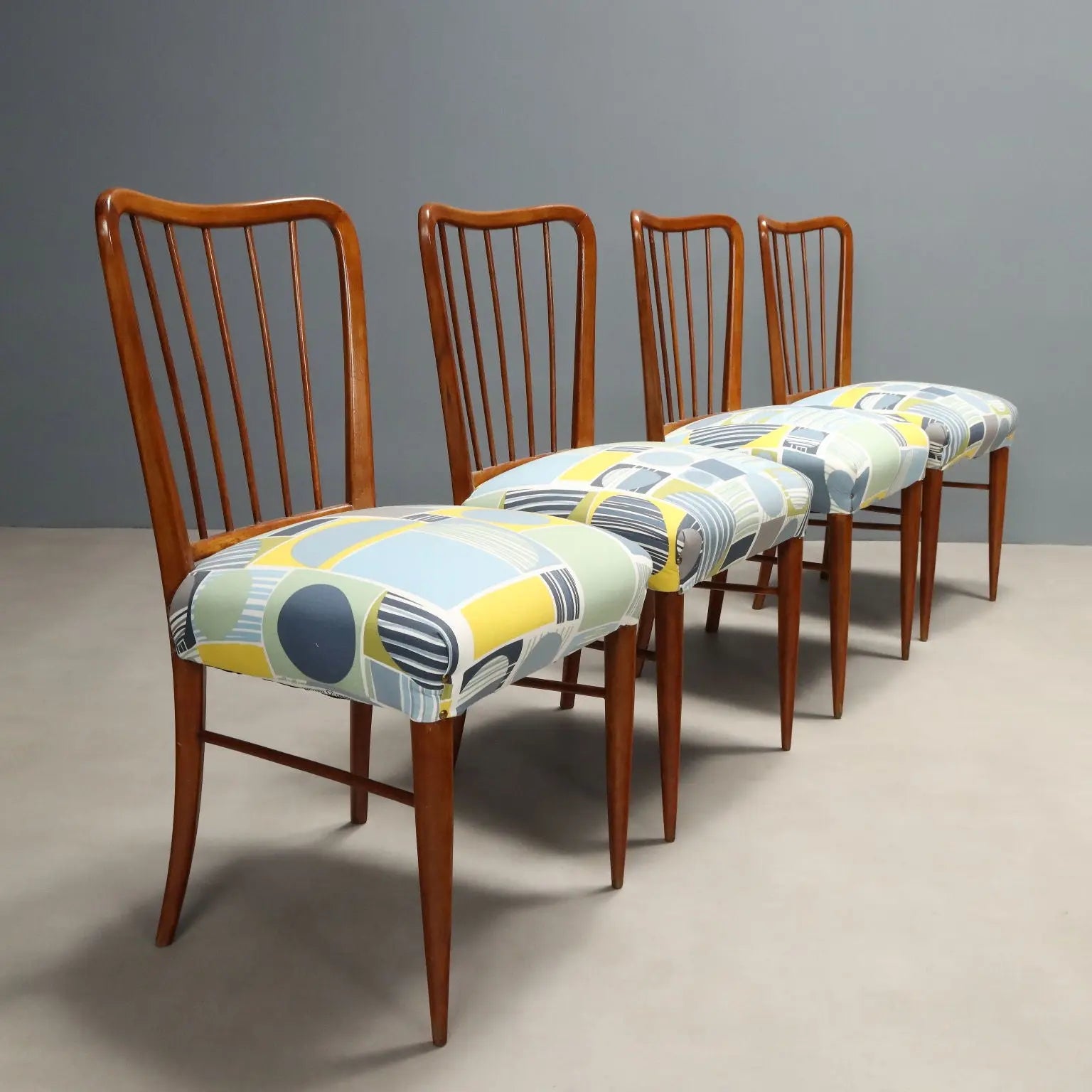Vintage Chairs Beech Fabric Design Italy 1960s | Modernism | Chairs