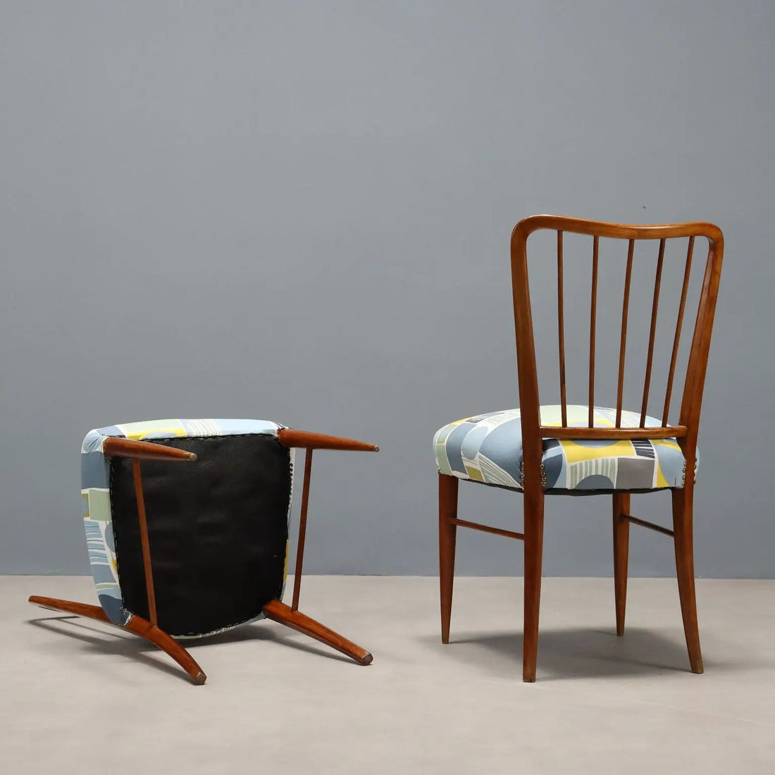 Vintage Chairs Beech Fabric Design Italy 1960s | Modernism | Chairs