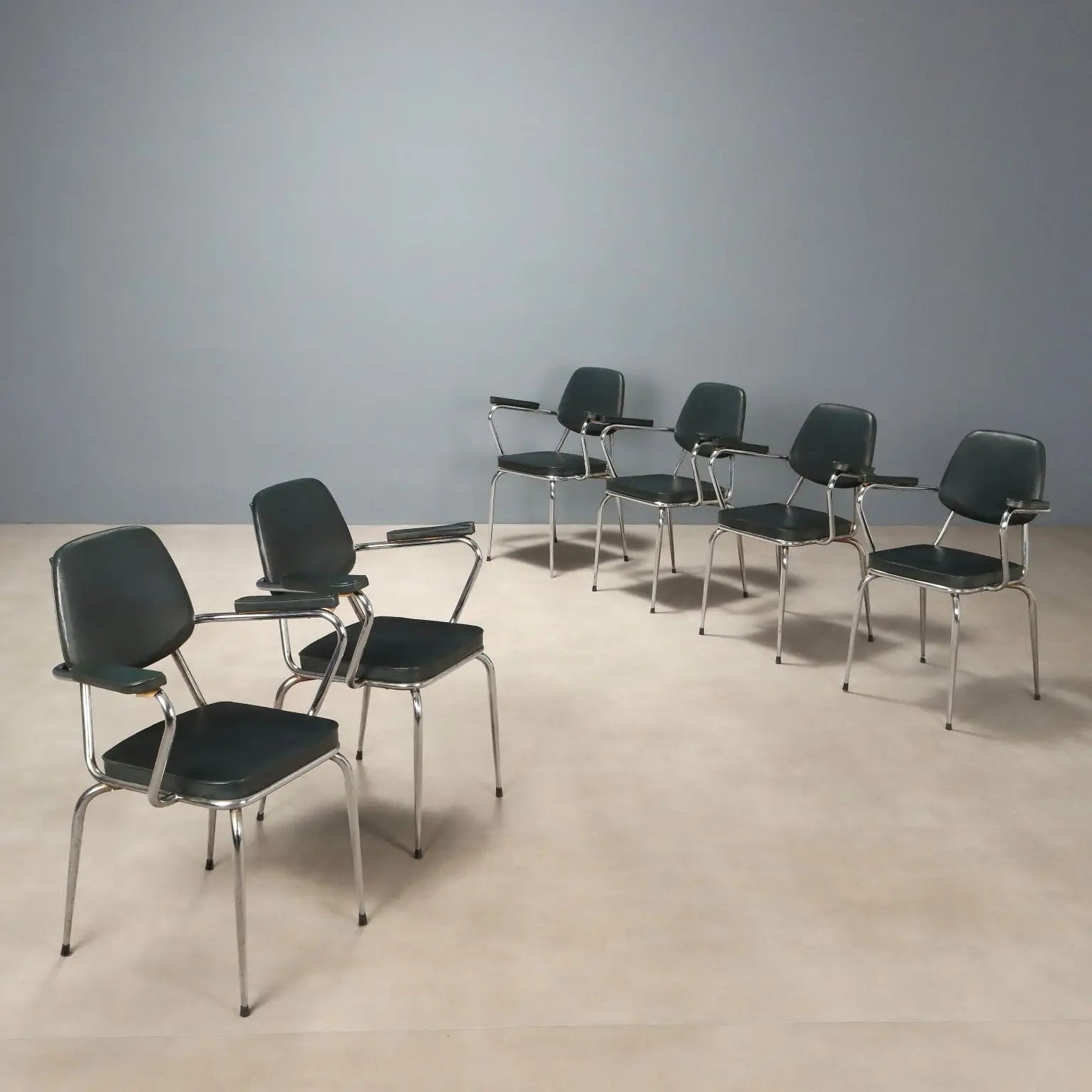 Vintage Chairs Chromed Metal Leatherette Design Italy 1960s-70s | Modernism | Chairs